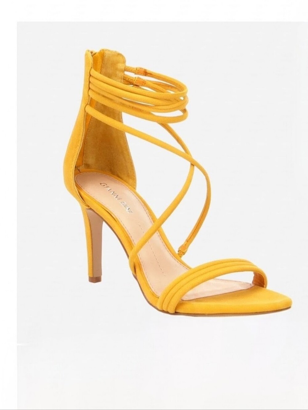Gianni Bini Suede Strappy High Heel Sandals in Mustard Size 8